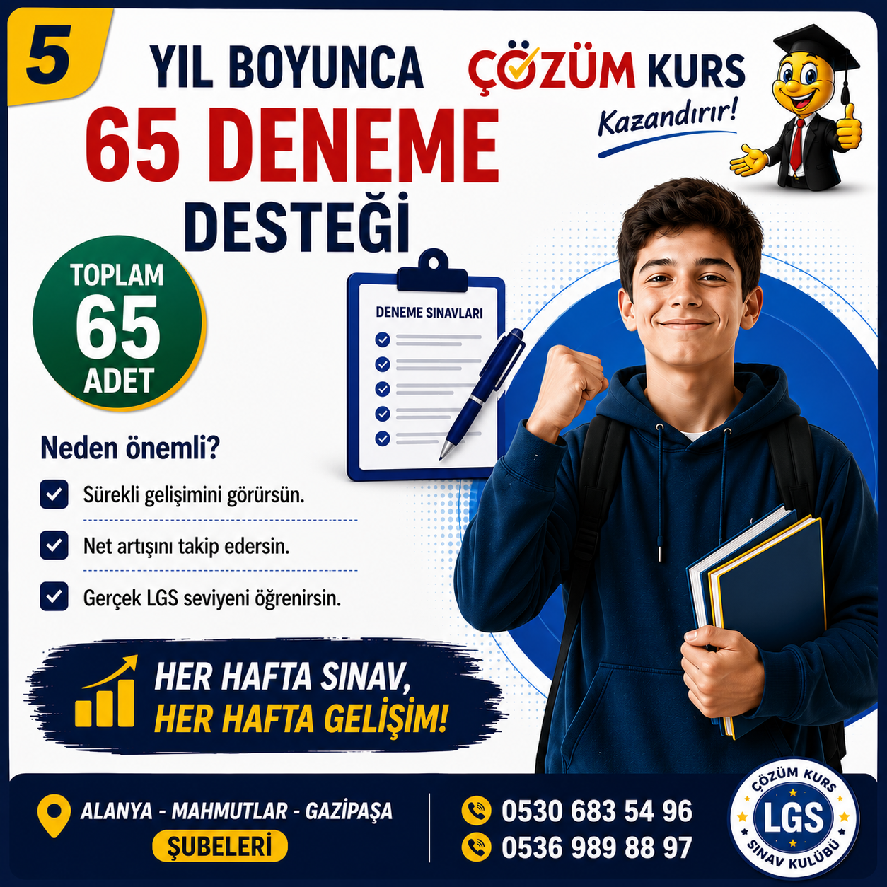 Yıl Boyunca 65 Deneme Desteği